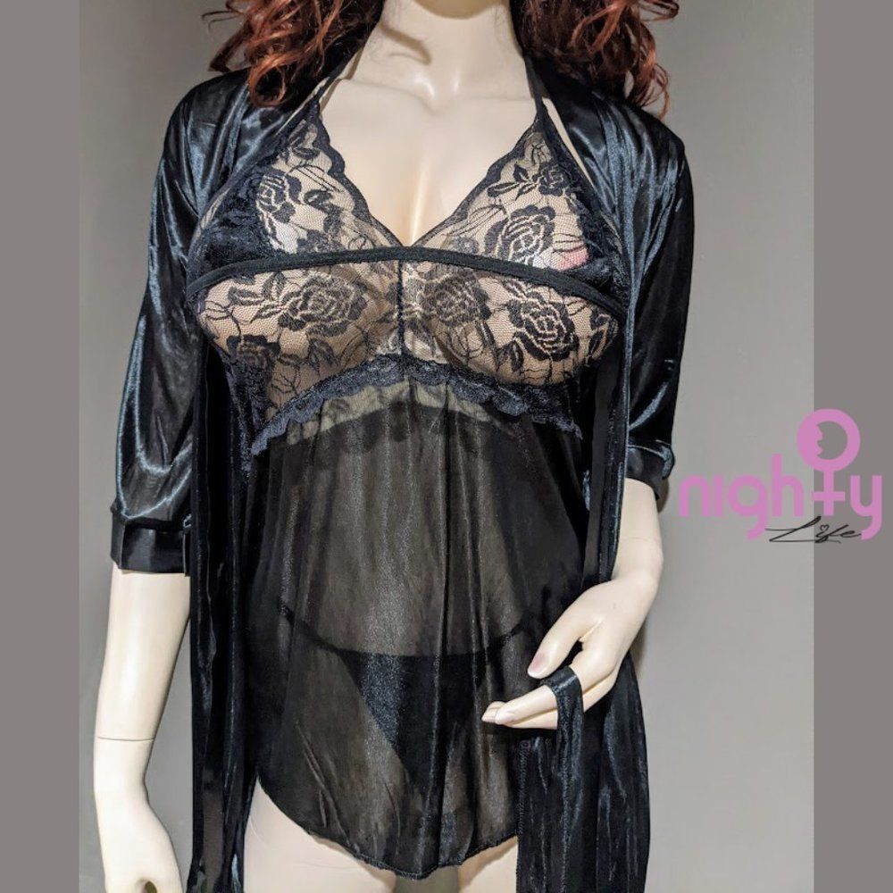 Midnight 3 Piece Robe Set - Picture 2 of 9